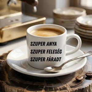 egyedi vicces ajándék anyáknak szuper anya feleség fáradt feliratú eszpresszó csésze